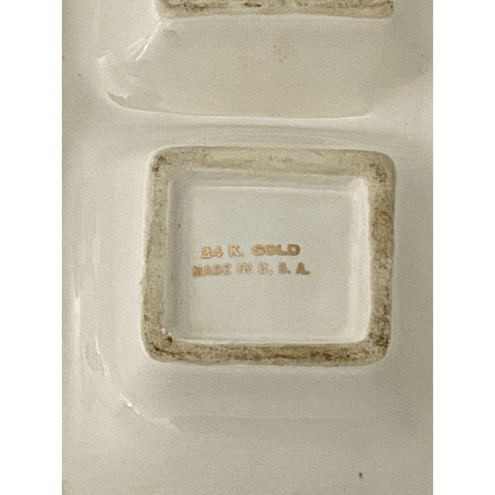 Vintage Ash Tray 24k GOLD White Atomic Eames Rectangle MCM - Picture 3 of 10